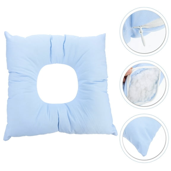 COOPHYA Face Down Beauty Pillow 1Pcs Reusable Spa Face Pillow Blue 30X30X8CM Pearl Cotton for Professionals