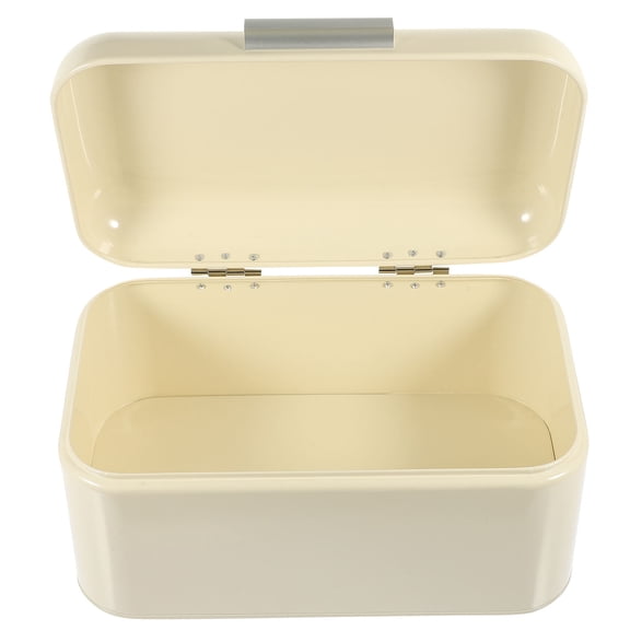 COOPHYA Vintage Style White Bread Box Metal Bread Case with Shiny Textured Surface