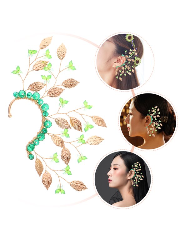 Ladies Ear Cuff Clip Golden Flower Metal Non Pierced Ear Bone Earring for Versatile Wear