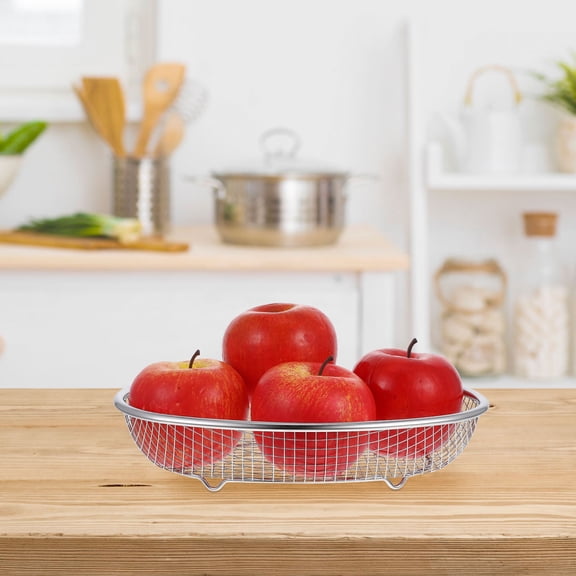COOPHYA Multi-Functional Stainless Steel Oval Basket for Kitchen Produce Washing Bread and Fruit Storage