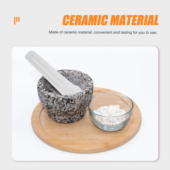 COOPHYA Multiuse Ceramic Pestle with Smooth Grinding Head White Kitchen Pounder Tool