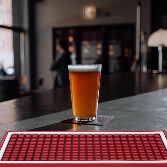 COOPHYA Non Slip Bar Service Mat Soft PVC Cocktail Mixing Mat Dark Red for Bars
