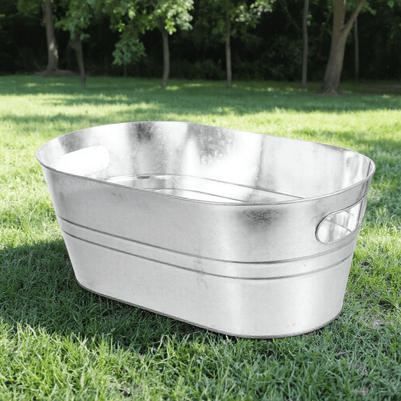 COOPHYA Plated Silver Metal Ice Cube Bucket Large Capacity Beverage Tub for Parties and Outdoor Events