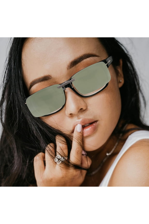 Polarized Clip on Sunglass Lenses Green for Outdoors with Easy Clip Over Glasses Design