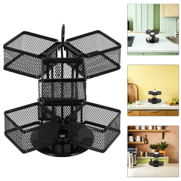 COOPHYA Metal Tea Bag Carousel with Large Capacity for Vertical Storage and Stylish Display Organizer