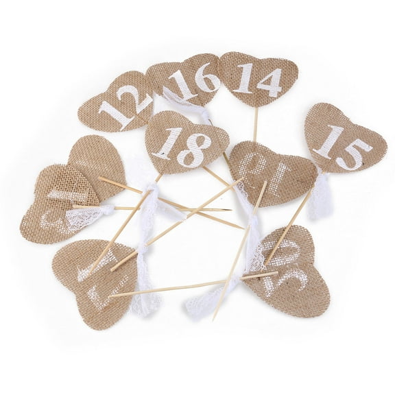 COOPHYA Rustic Jute Table Numbers 11-20 10Pcs for Christmas Party and Birthday Party