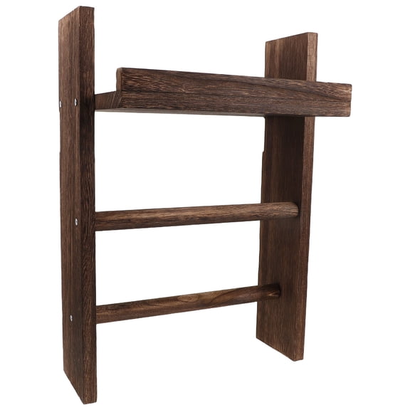 COOPHYA Rustic Wooden Wall-Mounted Bath Towel Rack with Multi-Layer Shelf for Space Saving Bathroom Storage