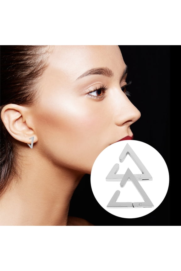 Lightweight Titanium Steel Triangle Earrings Unique 3D Geometric Ear Jewelry for Women