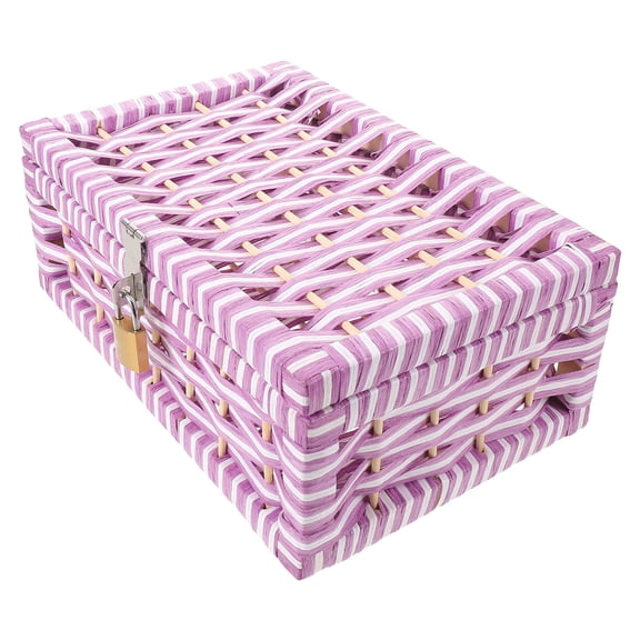 COOPHYA Violet Woven Storage Box with Lid Lockable Privacy Bin for Bedroom Storage and Cable Organization