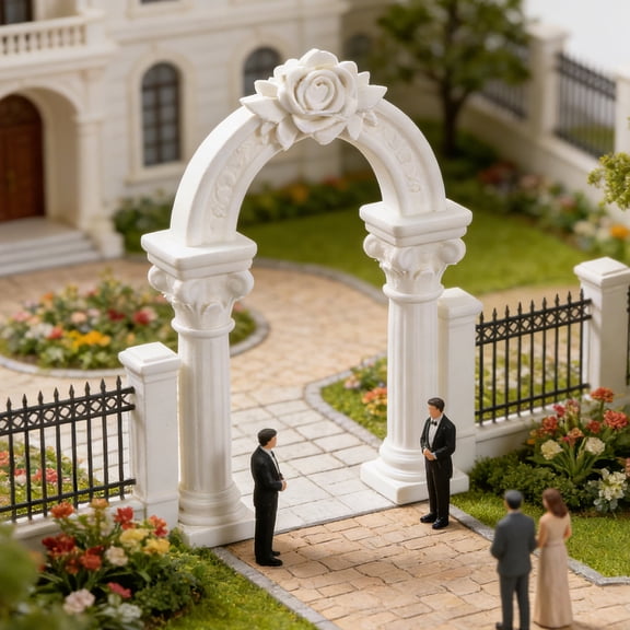 COOPHYA White Plastic Roman Column Archway Decorative Piece for , Tabletop Gaming, and Miniature Displays