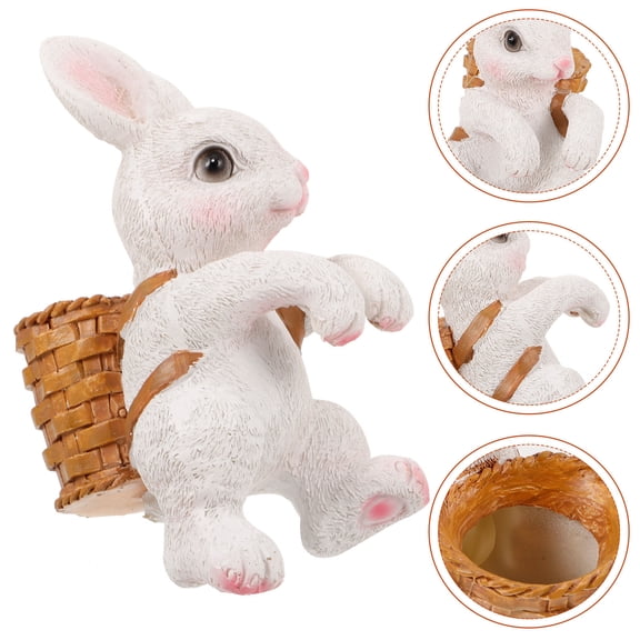 COOPHYA White Resin Bunny Figurine Hanging Decor for Easter Fish Tank Aquarium Decoration