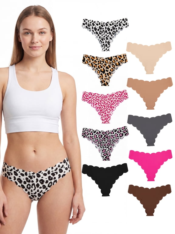 10 Pack Womens Seamless Thongs Seamless No Show Comfortable Underwear Beach Bikini Panties M-XXL
