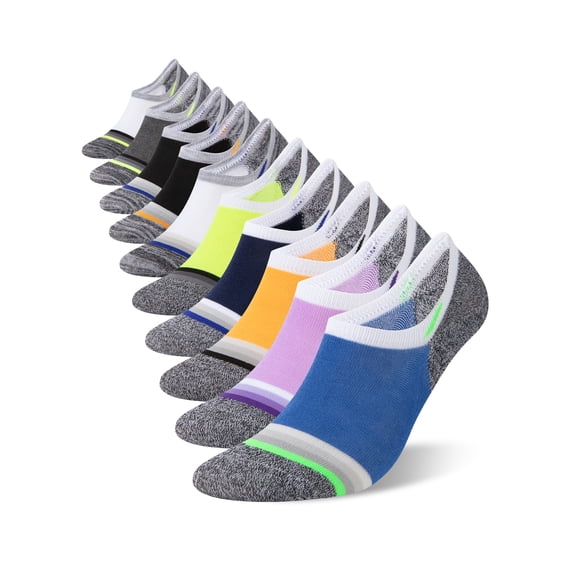 COOPLUS 10 Pairs Mens No Show Socks Low Cut Comfort Cushion Casual Socks