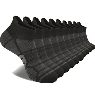 COOPLUS 10 Pairs Mens Ankle Socks Athletic Cushioned Socks for Men Breathable Low Cut Socks