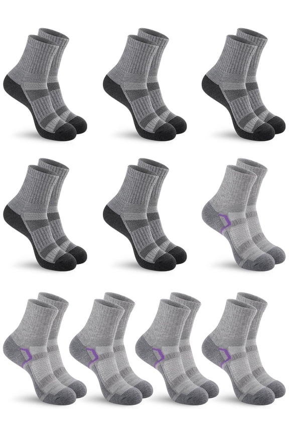 10 Pairs Womens Quarter Socks Cushioned Breathable Athletic Half Crew Gym Socks for Women