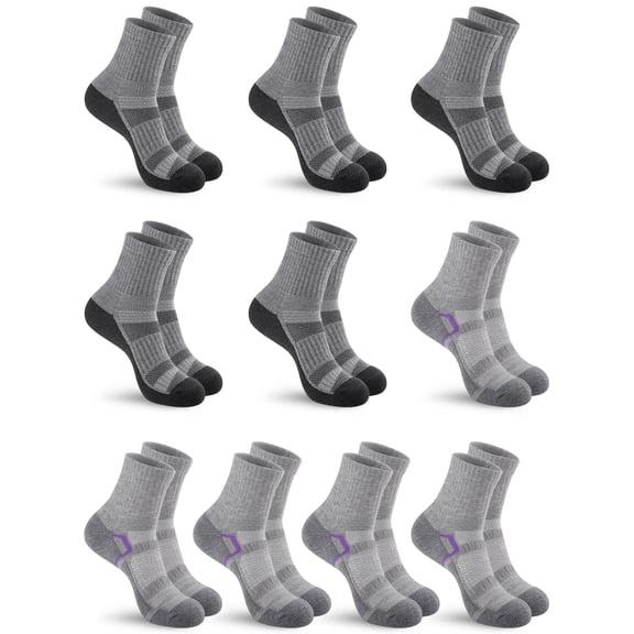 COOPLUS 10 Pairs Womens Quarter Socks Cushioned Breathable Athletic Half Crew Gym Socks for Women