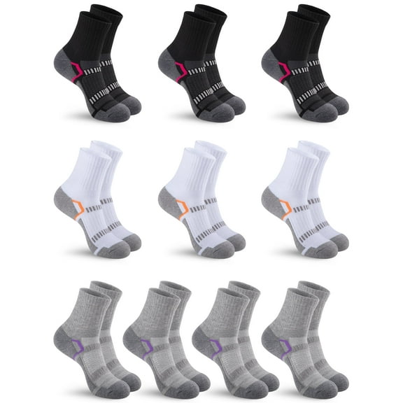 COOPLUS 10 Pairs Womens Quarter Socks Cushioned Breathable Athletic Half Crew Gym Socks for Women