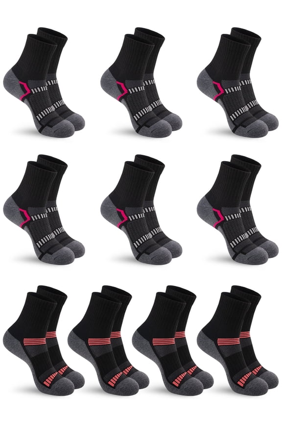 10 Pairs Womens Quarter Socks Cushioned Breathable Athletic Half Crew Gym Socks for Women