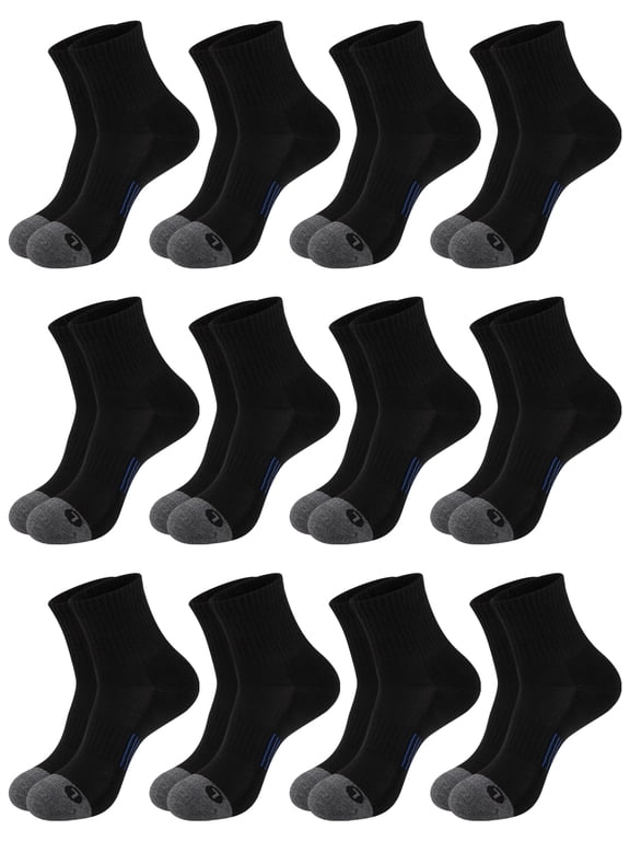 12 Pack Mens Ankle Socks Low Cut Cushioned Athletic Performance Breathable Socks for Men