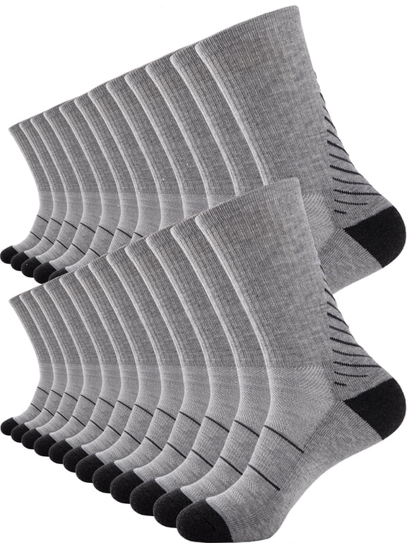 12 Pack Mens Crew Socks Lightweight Thin Breathable Athletic Work Socks for Men
