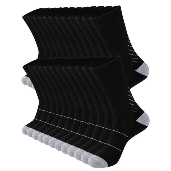 COOPLUS 12 Pack Mens Crew Socks Lightweight Thin Breathable Athletic Work Socks for Men