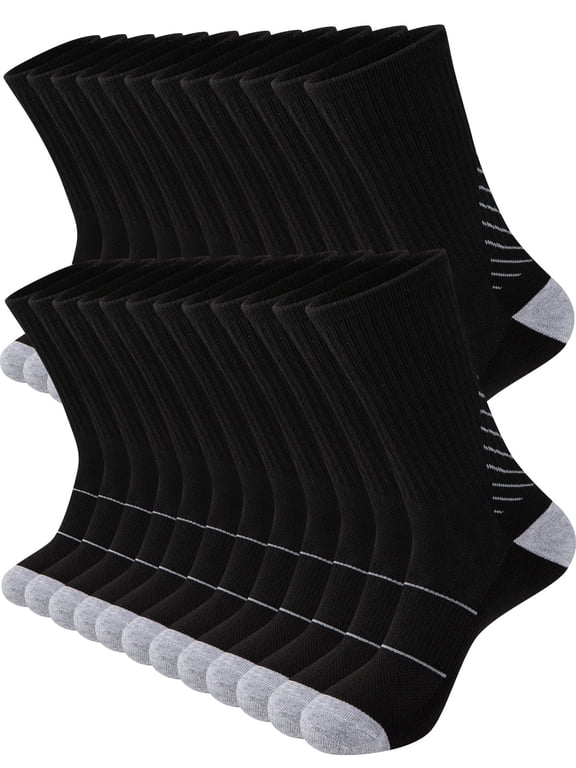 12 Pack Mens Crew Socks Lightweight Thin Breathable Athletic Work Socks for Men