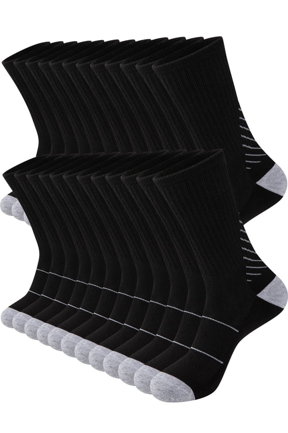 12 Pack Mens Crew Socks Lightweight Thin Breathable Athletic Work Socks for Men