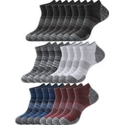 COOPLUS 12 Pairs Mens Ankle Socks Low Cut Comfortable Sports Breathable Cushioned Socks for Men
