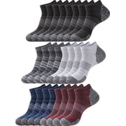 COOPLUS 12 Pairs Mens Ankle Socks Low Cut Comfortable Sports Breathable Cushioned Socks for Men