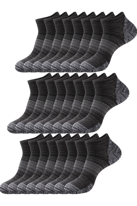 12 Pairs Mens Ankle Socks Low Cut Comfortable Sports Breathable Cushioned Socks for Men