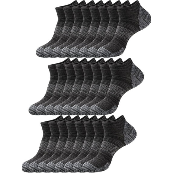 COOPLUS 12 Pairs Mens Ankle Socks Low Cut Comfortable Sports Breathable Cushioned Socks for Men