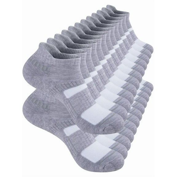 COOPLUS 12 Pairs Mens Socks Ankle Socks for Mens Low Cut Cushioned Breathable Socks