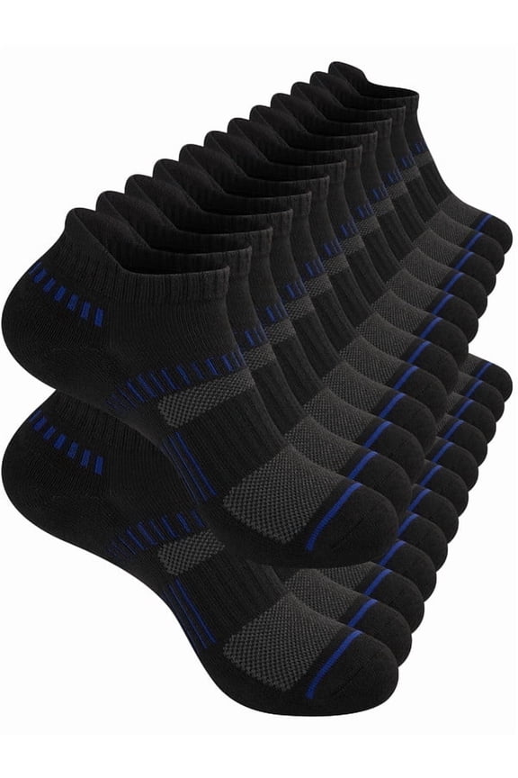 12 Pairs Mens Socks Ankle Socks for Mens Low Cut Cushioned Breathable Socks