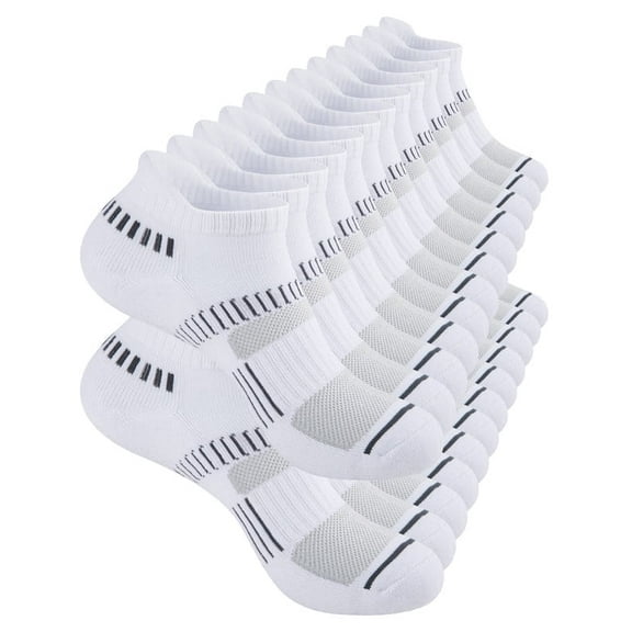 COOPLUS 12 Pairs Mens Socks Ankle Socks for Mens Low Cut Cushioned Breathable Socks