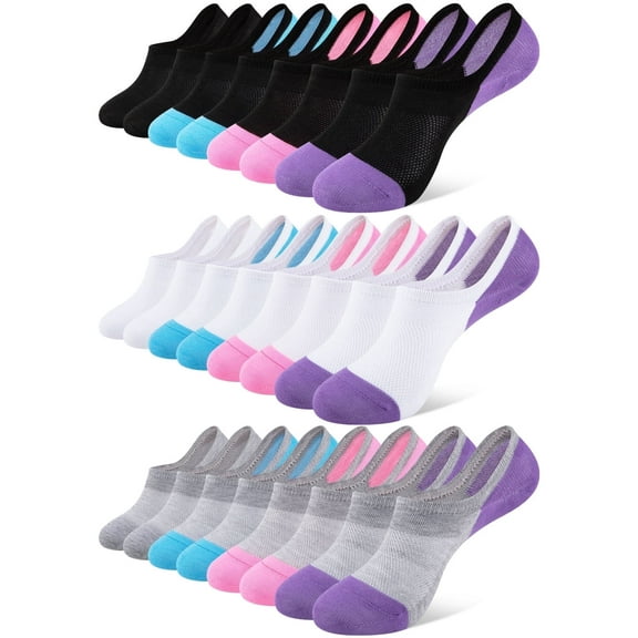 COOPLUS 12 Pairs Womens Lightweight No Show Socks Athletic Liner Ankle Invisible Socks for Women