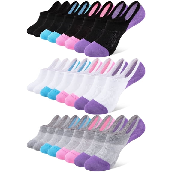COOPLUS 12 Pairs Womens Lightweight No Show Socks Athletic Liner Ankle Invisible Socks for Women