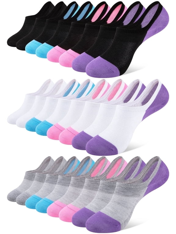 12 Pairs Womens Lightweight No Show Socks Athletic Liner Ankle Invisible Socks for Women