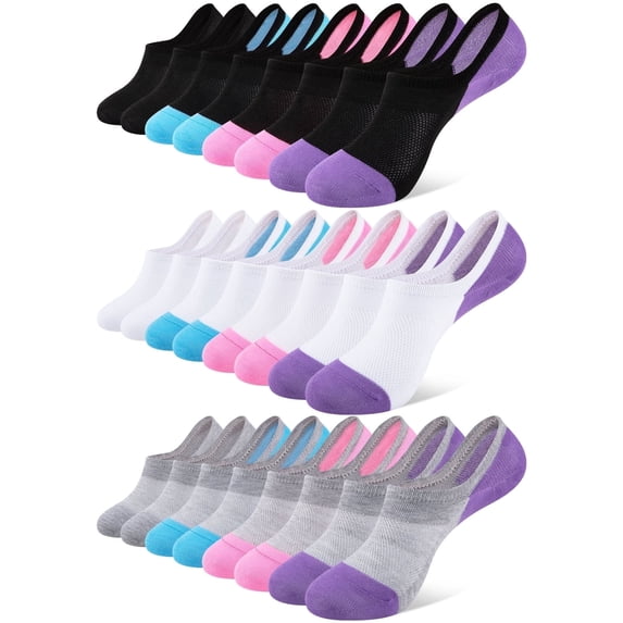COOPLUS 12 Pairs Womens Lightweight No Show Socks Athletic Liner Ankle Invisible Socks for Women