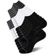 COOPLUS 15 Pairs Mens Cotton No Show Socks with Non Slip Grip Casual Walking Socks for Men