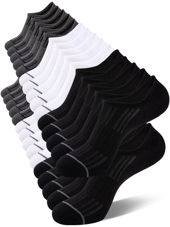 15 Pairs Mens Cotton No Show Socks with Non Slip Grip Casual Walking Socks for Men