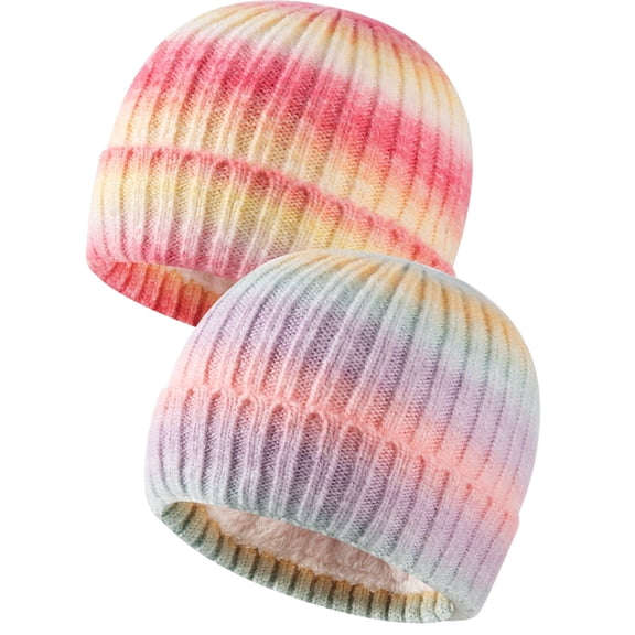 COOPLUS 2-Pack Women's Slouchy Beanie Hats Soft Cute Winter Fleece Lined Knit Hat for Christmas