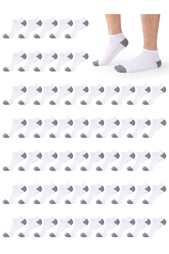 30 Pairs Mens Ankle Socks Low Cut Cushion Athletic Socks for Men