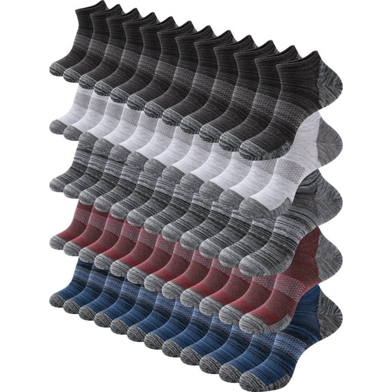 COOPLUS 30 Pairs Mens Socks Ankle Lightweight Socks Low Cut Athletic Thin Socks for Men