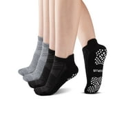 COOPLUS 4 Pairs Non Slip Yoga Socks With Grips for Women Anti-Slip Athletic Socks for Barefoot Workout,Ballet