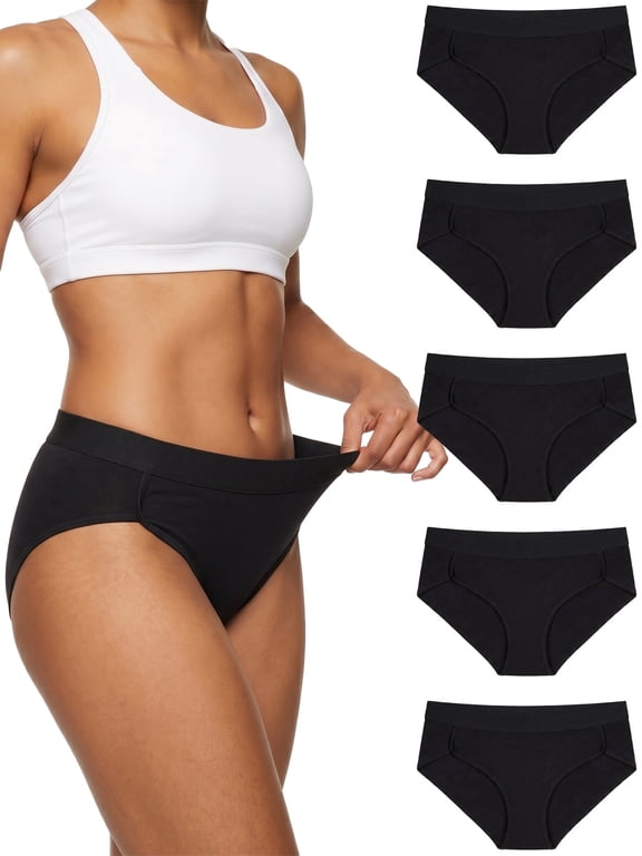 5-Pack Cotton Underwear for Women No Show Hi-Cut Stretch Breathable Full Coverage Comfort Panties