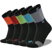 COOPLUS 5 Pairs Men's Hiking Walking Sock Breathable Crew Socks Size 10-13