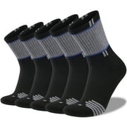 COOPLUS 5 Pairs Men's Hiking Walking Sock Breathable Crew Socks Size 10-13