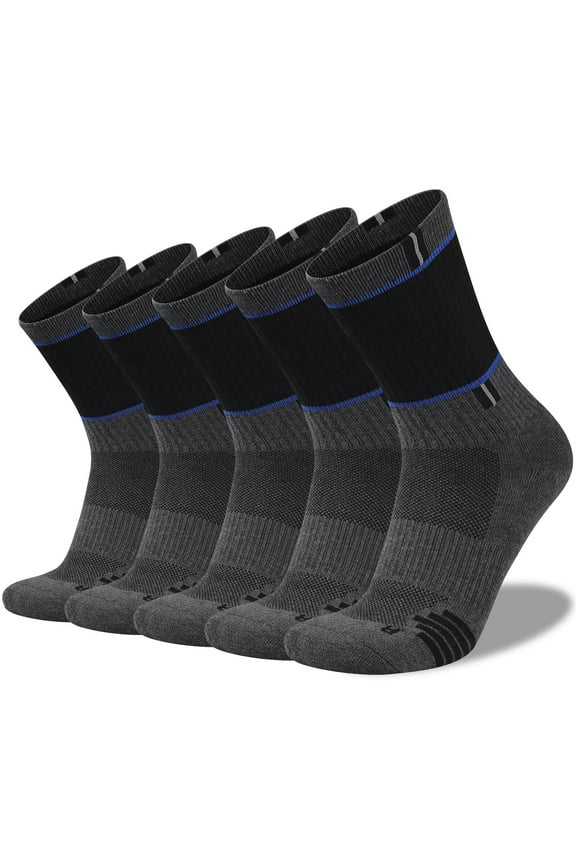 5 Pairs Men's Hiking Walking Sock Breathable Crew Socks Size 10-13