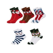 COOPLUS Mens Christmas Plush Fleece Socks with Non-Slip Grips Warm Cozy Winter Socks 5 Pairs