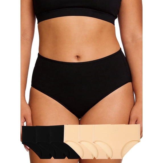 COOPLUS 6-Pack Womens Plus Size Cotton Briefs Soft Stretch Underwear, Breathable & Moisture Wicking,Designed for Curves(XL-4XL)